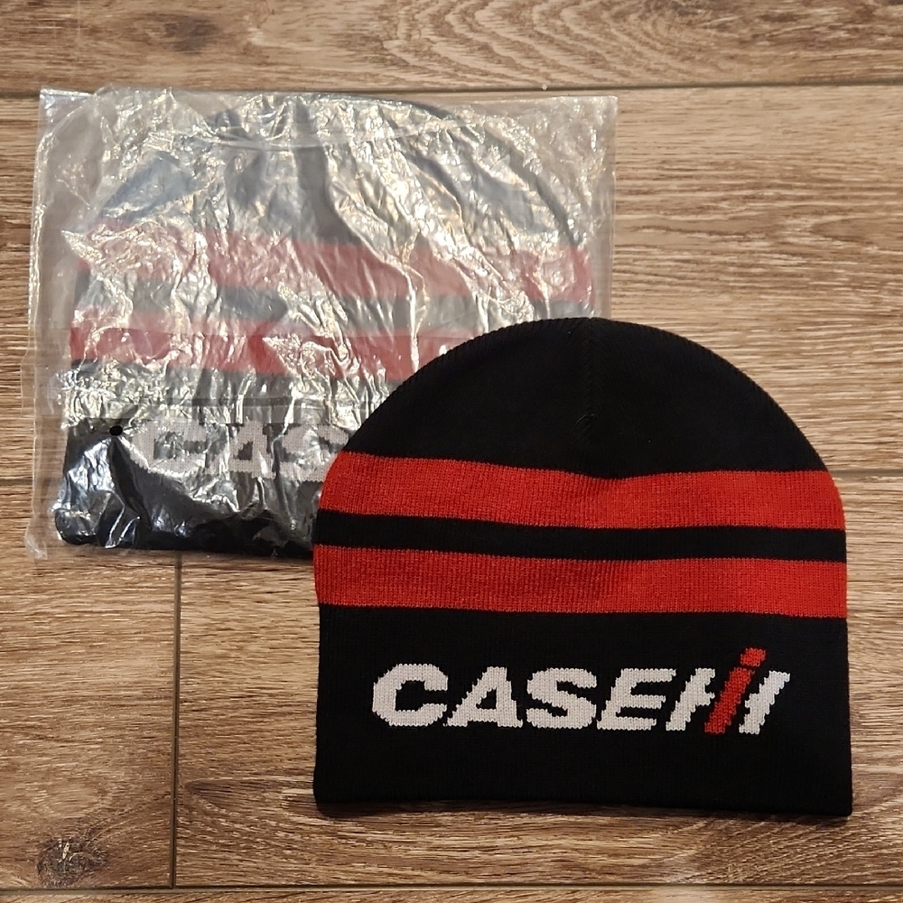 Black and Red Striped CaseIH Beanie
